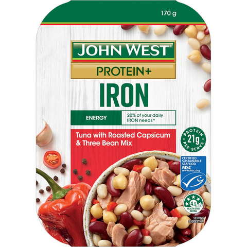 John West Protein+ Iron Tuna Bowl Capsicum Kidney Bean Chickpeas 170g