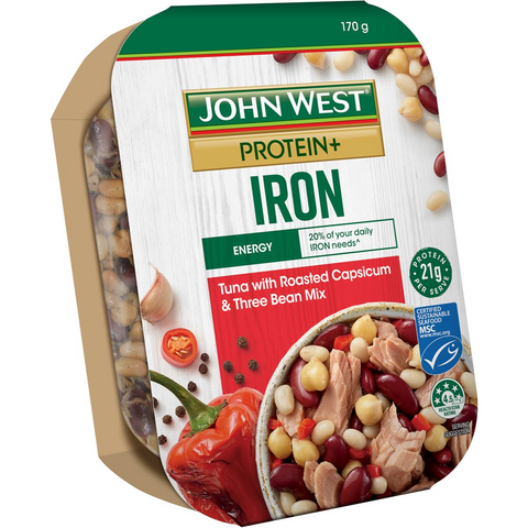 John West Protein+ Iron Tuna Bowl Capsicum Kidney Bean Chickpeas 170g