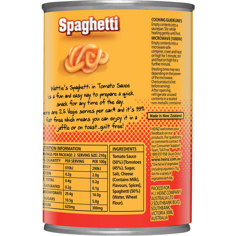 Wattie's Spaghetti In Tomato Sauce 420g