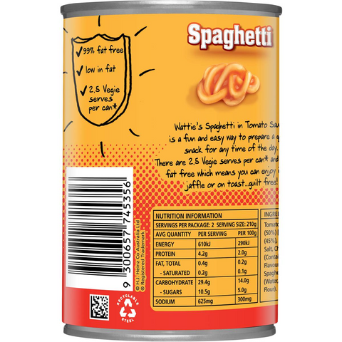 Wattie's Spaghetti In Tomato Sauce 420g