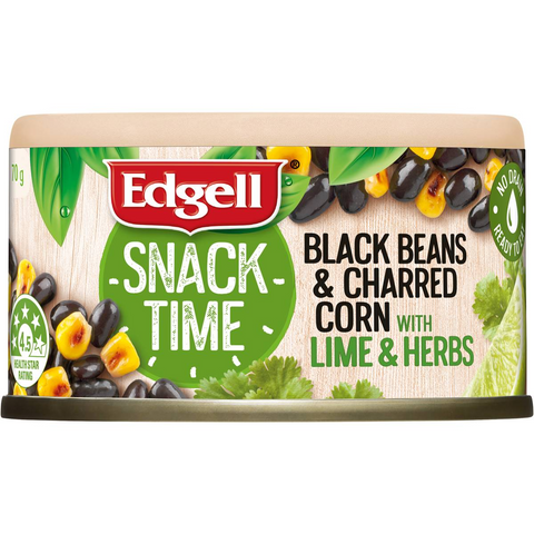 Edgell Snack Time Chargrilled Corn Black Beans W Lime & Herbs 70g 70g