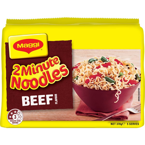 Maggi 2 Minute Beef Flavour Instant Noodles 5 Pack