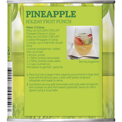 Golden Circle Australian Canned Fruit Tinned Pineapple Pieces In Juice 440g