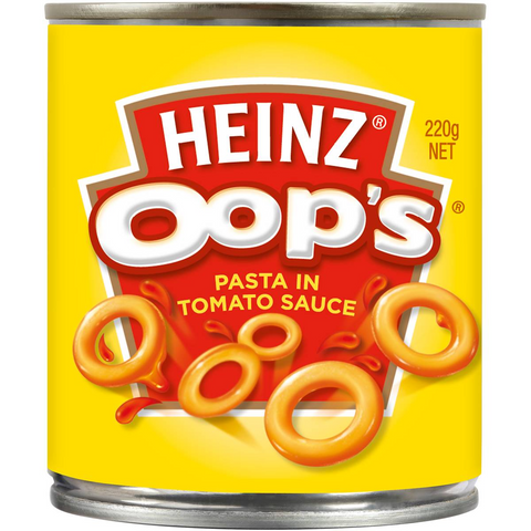 Heinz Oops Pasta In Tomato Sauce Canned Spaghetti O's 220g