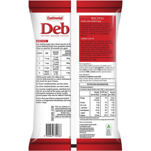 Continental Deb Instant Mashed Potato 350g Tomen Supermarket