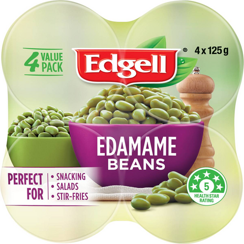 Edgell Edamame Beans Snack Packs Ready To Eat 125g X 4 Pack