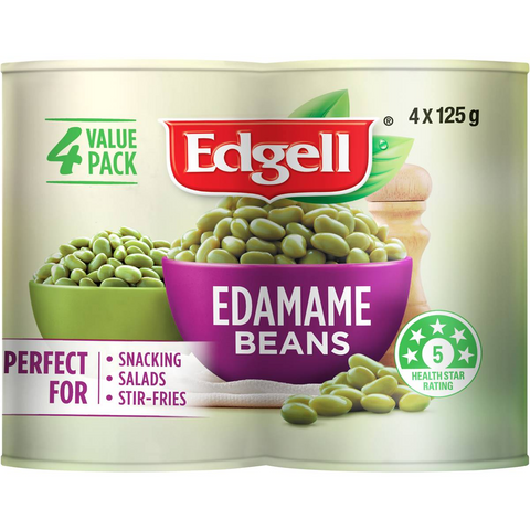 Edgell Edamame Beans Snack Packs Ready To Eat 125g X 4 Pack