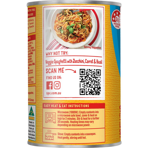 Spc Spaghetti Tomato & Cheese Salt Reduced 420g