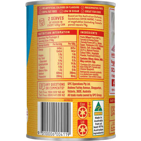 Spc Spaghetti Tomato & Cheese Salt Reduced 420g