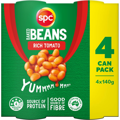 Spc Baked Beans Rich Tomato 140g X 4 Pack