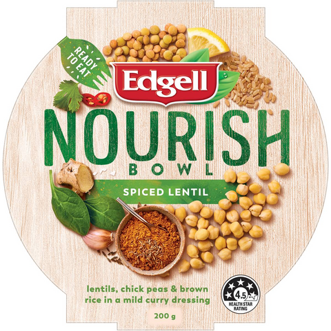 Edgell Nourish Bowl Spiced Lentil Salad Chickpeas & Brown Rice 200g