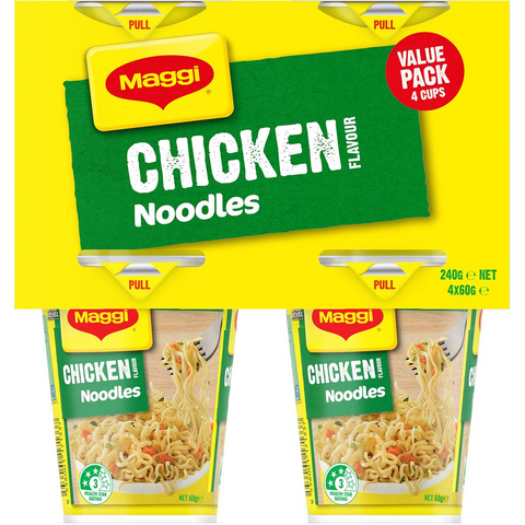 Maggi Chicken Flavour Cup Instant Noodles 4 Pack