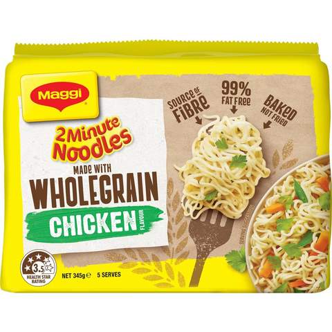 Maggi 2 Minute Wholegrain Chicken Flavour Instant Noodles 5 Pack