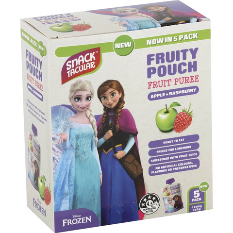 Snacktacular Fruit Pouch Apple & Raspberry Puree 90g X 5 Pack