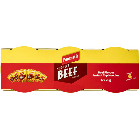 Fantastic Cup Noodles Beef 6 Pack