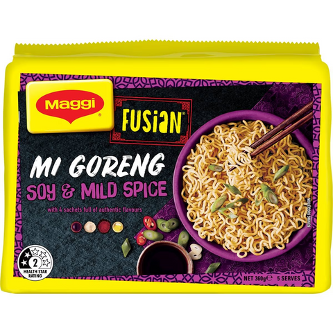 Maggi Fusian Mi Goreng Soy & Mild Spice Flavour Instant Noodles 5 Pack