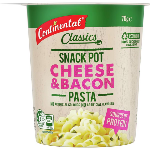 Continental Snack Pot Cheese & Bacon Pasta Serves 1 70g