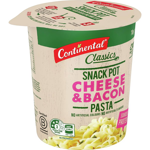 Continental Snack Pot Cheese & Bacon Pasta Serves 1 70g