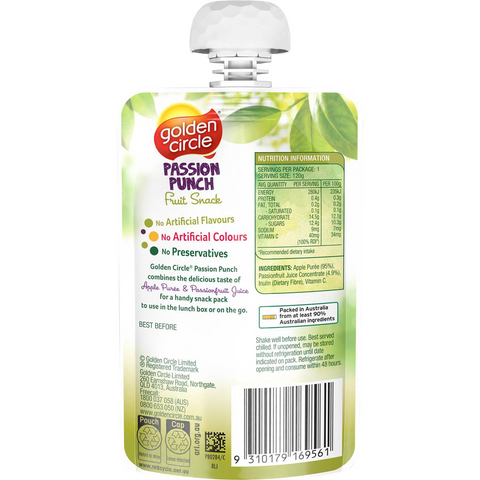 Golden Circle Blended Fruit Puree Apple & Passionfruit Lunch Box Pouch 120g