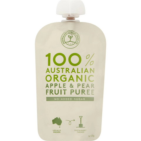 Australian Organic Food Co Apple & Pear Fruit Puree No Added Sugar 120g