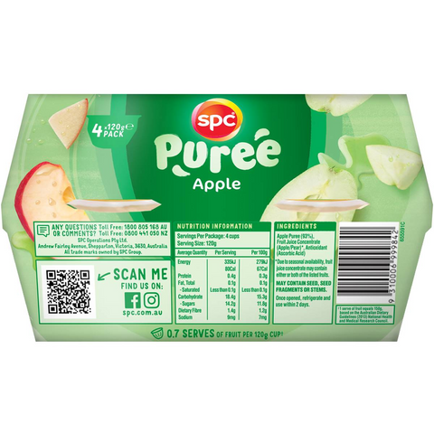 Spc Apple Puree Cups 4 X 120g