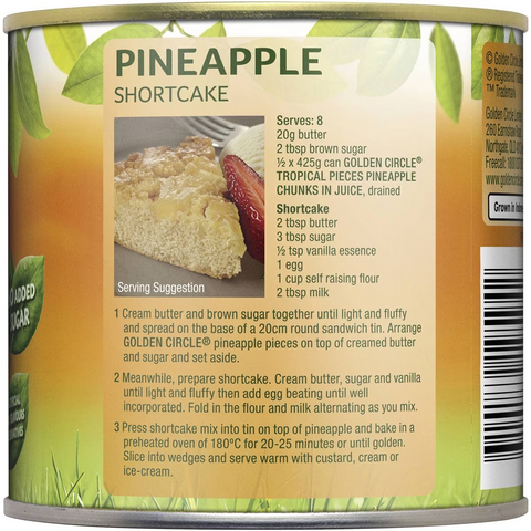 Golden Circle Tropical Pineapple Pieces Canned Tinned Fruit Can Tin 425g