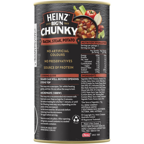 Heinz Big N Chunky Bacon, Steak, Potato Soup 535g