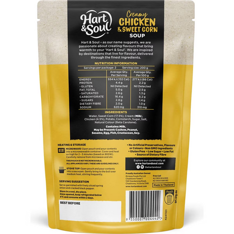 Hart & Soul Chicken & Corn Soup Pouch 400g