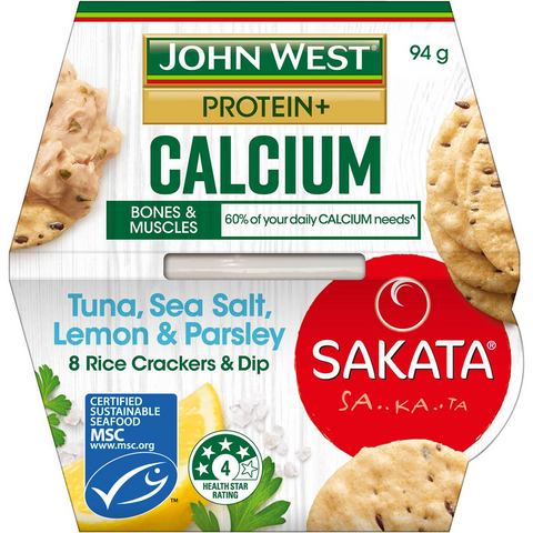 John West Protein+ Calcium Tuna Sea Salt Lemon & Parsley With Crackers 94g