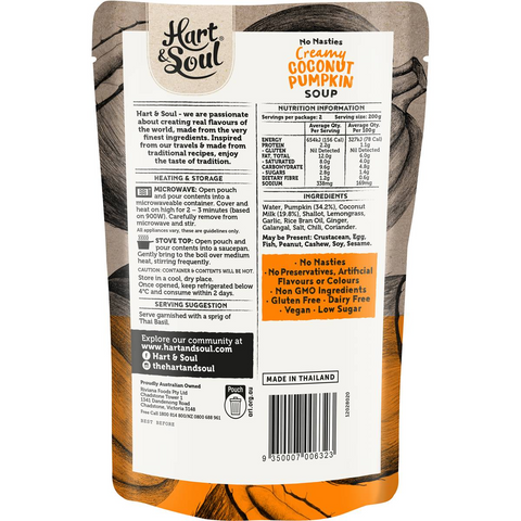 Hart & Soul Coconut Pumpkin Soup Pouch 400g