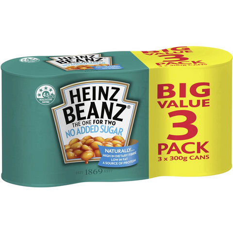 Heinz Beanz Baked Beans No Added Sugar Multipack 300g X3 Pack