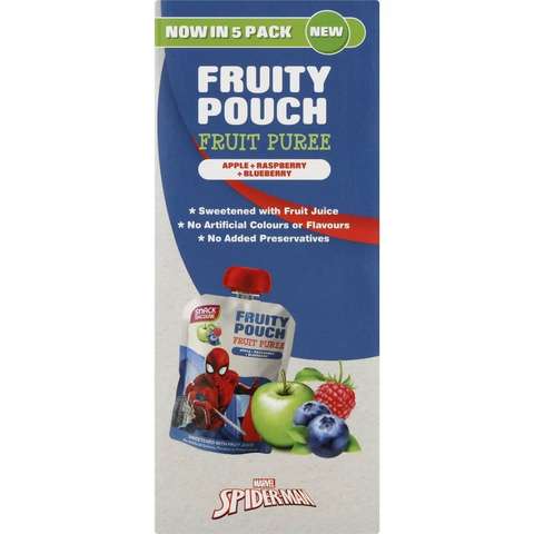 Snacktacular Fruit Pouch Apple, Raspberry & Blueberry Puree 90g X 5 Pack