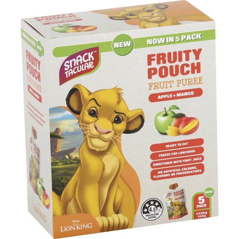 Snacktacular Fruit Pouch Apple & Mango Puree 90g X 5 Pack