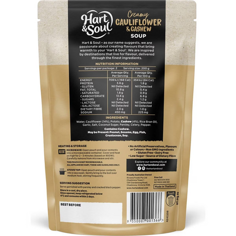 Hart & Soul All Natural Cauliflower Cashew Soup 400g