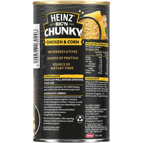 Heinz Big N Chunky Chicken & Corn Soup Tinned Ready Meals 535g