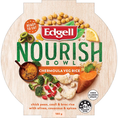 Edgell Nourish Bowl Cherm Veg Rice Salad Chickpeas, Cauli & Broc 180g