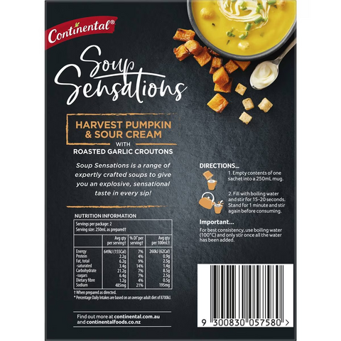 Continental Soup Sensations Harvest Pumpkin & Sour Cream Serves 2 70g