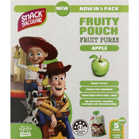 Snacktacular Fruity Pouch Puree Apple 90g X 5 Pack