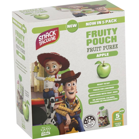 Snacktacular Fruity Pouch Puree Apple 90g X 5 Pack