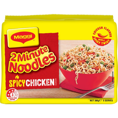 Maggi 2 Minute Spicy Chicken Flavour Instant Noodles 5 Pack