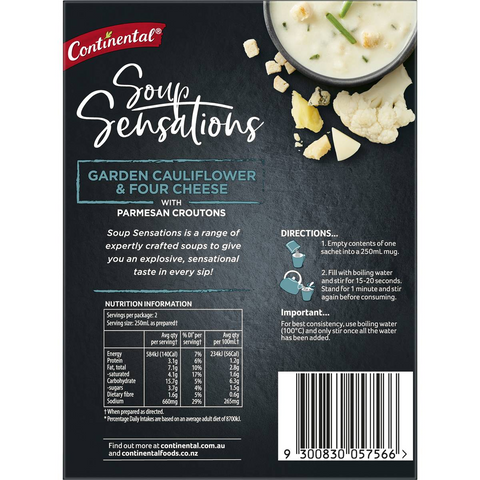 Continental Soup Sensations Garden Cauliflower & Four Cheese 31g X 2 Pack