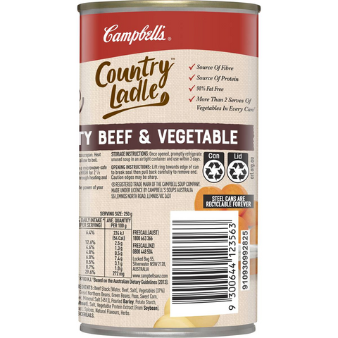 Campbell's Country Ladle Soup Hearty Beef & Vegetable 500g