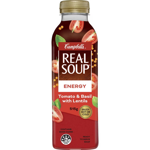 Campbell's Real Soup Energy Tomato & Basil With Lentils 515g