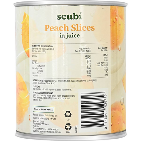 Scubi Peach Slices 825g