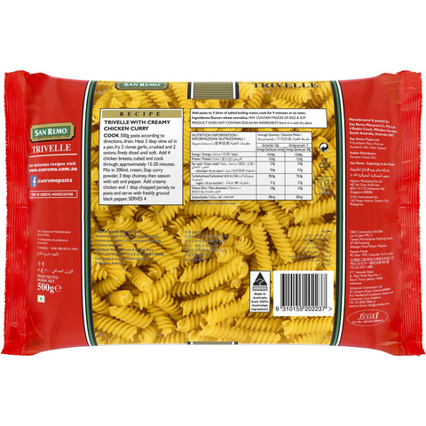 San Remo Trivelle Pasta 500g