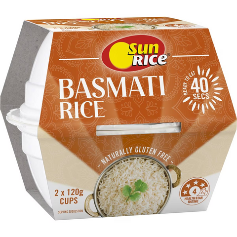 Sunrice Microwave Basmati Rice Cup 120g X 2 Pack