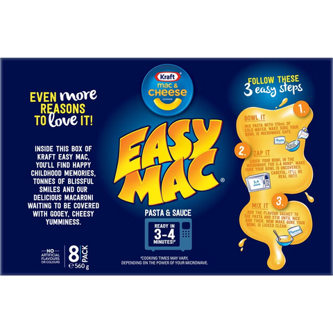 Kraft Easy Mac & Cheese Macaroni Pasta Classic Cheese Noodles 560g