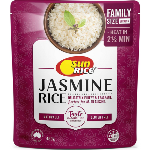 Sunrice Microwave Jasmine Rice Pouch 450g