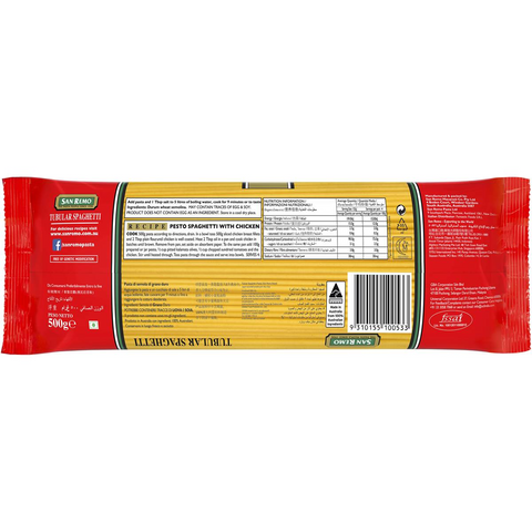 San Remo Spaghetti Tube Pasta No 6 500g