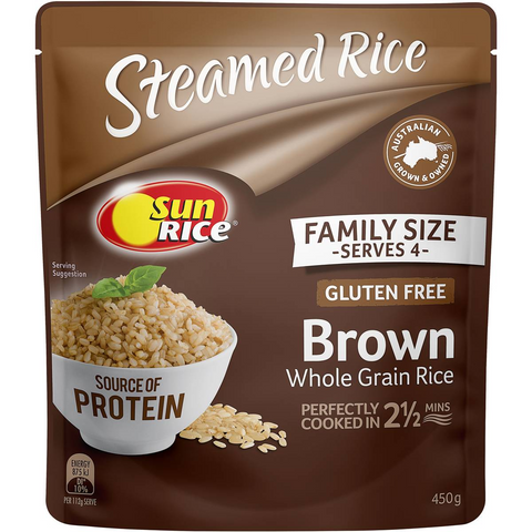 Sunrice Microwave Brown Rice Pouch 450g